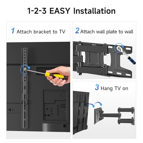 Image of Suptek 26-70 Inch Pull Out TV Bracket | Full Motion Tilt & Swivel TV Wall Mount| 45kg Heavy Duty for UK Homes | Slim 36.8cm Extension (MA001)
