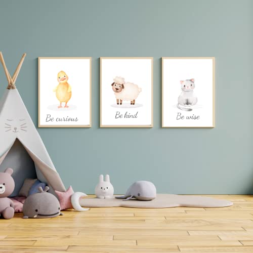 Iam Guru Kid Nursery Wall Decor, Farm Animals Nursery Wall Art, Set of 4 Prints 8X10’’ (unframed), Cat, Sheep, Cow, Duck | Inspirational Baby Nursery Watercolor Decor, Farm Nursery Decor, Baby Animal Art - Image 3