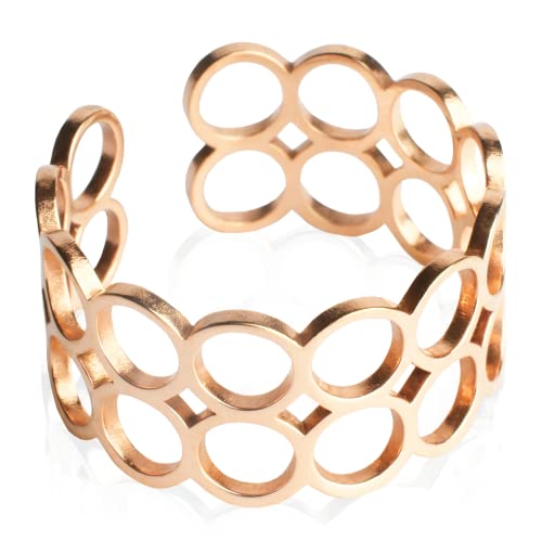 Offener Statement Ring Damen • Chunky Cuff Ring roségold • Edelstahl...