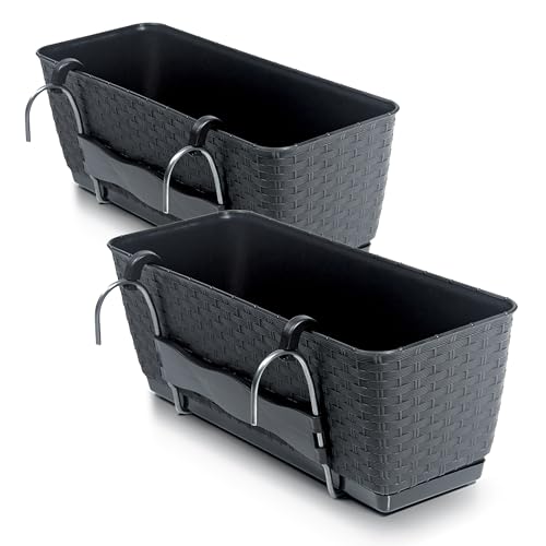 Spetebo Balkon Blumenkasten mit Halterung und Bewässerungssystem - 2...