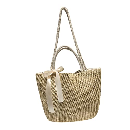 Holibanna 1 Pc bolsa de mensajero bolso de mano de ratán bolso de playa tejido bandoleras tejidas a mano storage bags sling bag bag tote bolso de mujer bolso tejido niña poliéster Khaki