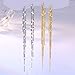 Hius Silver Long Tassel Earrings for Women, 18K Gold Plated Statement Silver Chandelier Fringe Dangle Drop Chain Earrings, Elegant Sparkly Jewelry