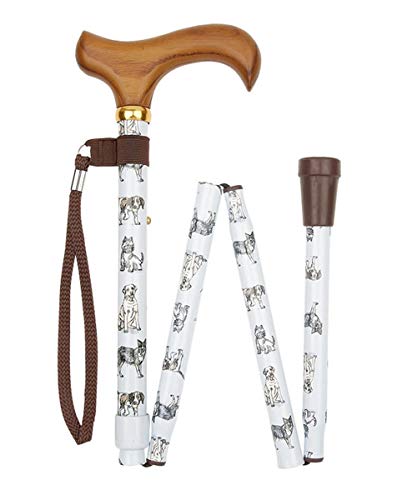 Amazing Health Folding Walking Stick with Smart Handle and Carry Case (Dogs)