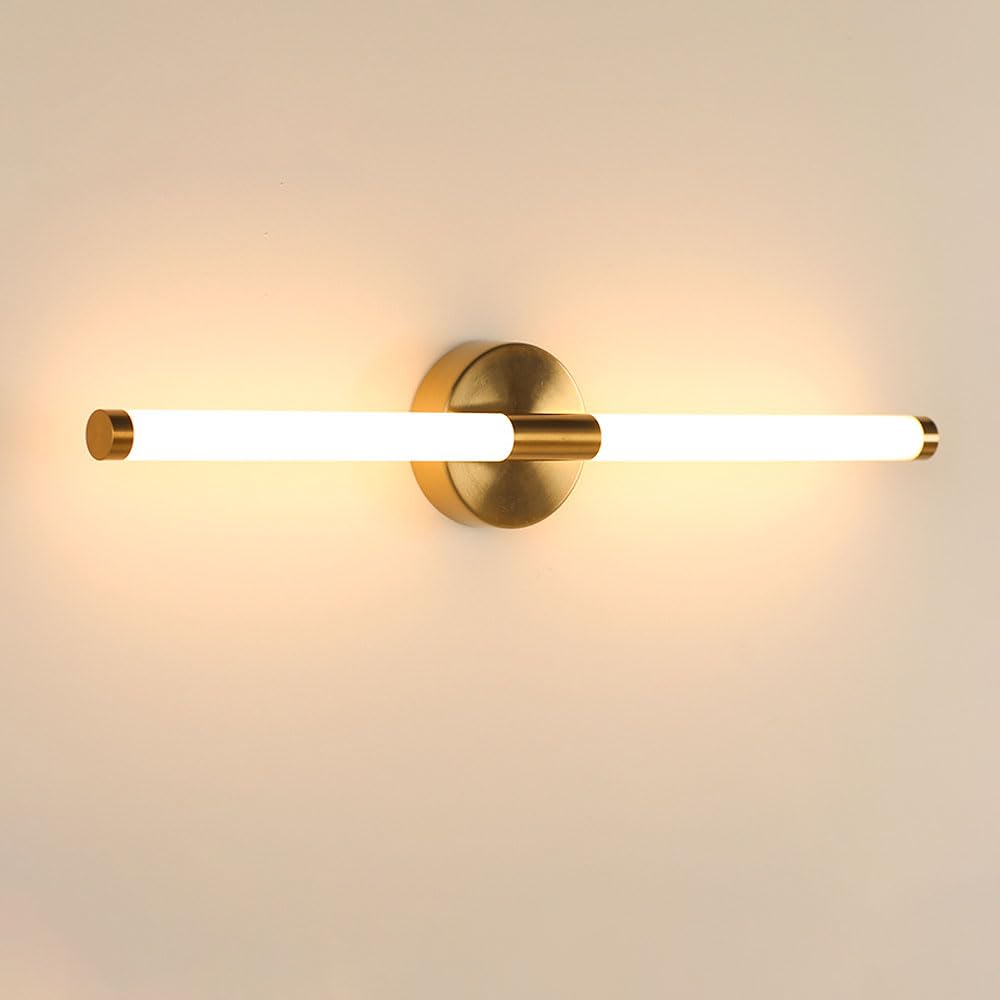 Gold Vanity Lamp LED Bathroom Light Fixture Over Mirror Modern Linear Mirror Front Lights Bar, Long Vanity Sconce Wall Lighting for Dressing Table Living Room Indoor Wall Washer
