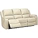 Signature Design by Ashley Rackingburg Leather Adjustable Power Reclining Sofa, Cream
