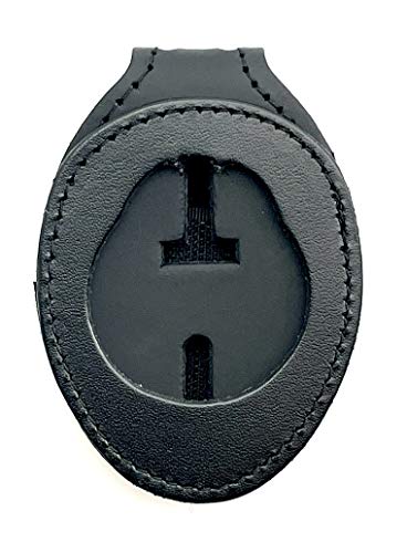 Porte-badge à clipser NJSP avec chaîne tour de cou Perfect Fit cuir pour insigne police