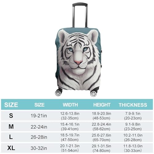 Cute White Tiger Printed Luggage Cover Protector, Fits 18-32 Inch Luggage2