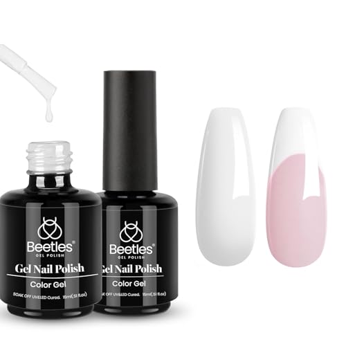 Image of Beetles White Gel Polish Set - 2Pcs 15ml White Color Gel Polish Soak Off UV Light Cure for French Nail Manicure Salon DIY Gifts for Women