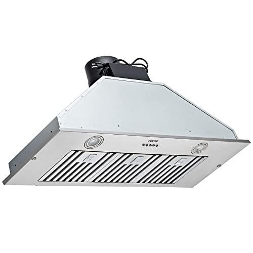 VEVOR Insert Range Hood, 800CFM 3-Speed, 36 Inch Stainless Steel Built-in Kitchen Vent with Push Button Control LED Lights Baffle Filters, Ducted/Ductless Convertible, ETL Listed…