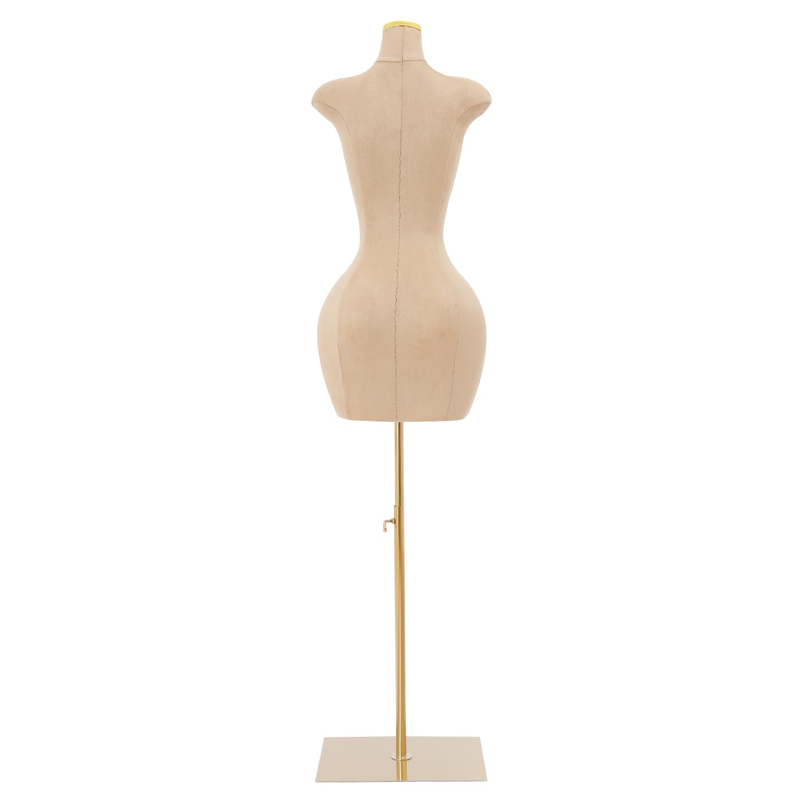 Mannequin de couture | Mannequin de vitrine féminin | Mannequin | Hauteur réglable (150-210 cm) | Mannequin de vêtements | PU et métal | Pour boutiques et ateliers | Avec pied (doré)