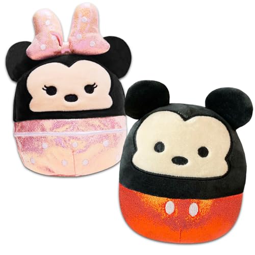 Disney Squishmallows Plushie Set - 2 Pc Bundle with 5 Medium Sized Plush Animals Mickey Mouse and Minnie Mouse | Disney Squishmallows Plush Set for Girls Boys