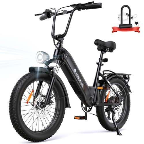 Isinwheel U8/U8 Pro Electric Bike, 45KMH 1000W Peak Motor Step-Thru Ebikes for Adults, 48V 18/13AH Hidden Battery Max 168/120KM PAS Range Commuting, 20x3 Fat Tire Electric Bicycle for Women,