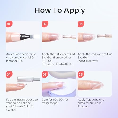 Image of modelones Cat Eye Gel Nail Polish 6 Colors Red Green Silver Purple Blue Glitter Cat Eye Gel Polish Holographic 9D Semi-transparent With Magnet Soak Off Led Nail Art DIY Salon Gifts For Women Girl