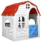 vidaXL Kinderspielhaus Faltbar mit Schließbarer Tür Fenstern UV-beständig Wasserbeständig Kinderhaus Spielhaus Gartenhaus für Kinder