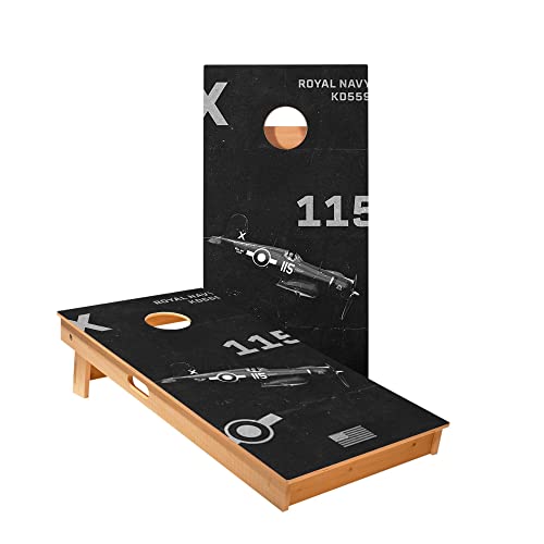 Skip's Garage WW2 Plane Cornhole Boards - Includes (2) Boards (NO Bags) + (2) Hole Lights & (2) Edge Lights