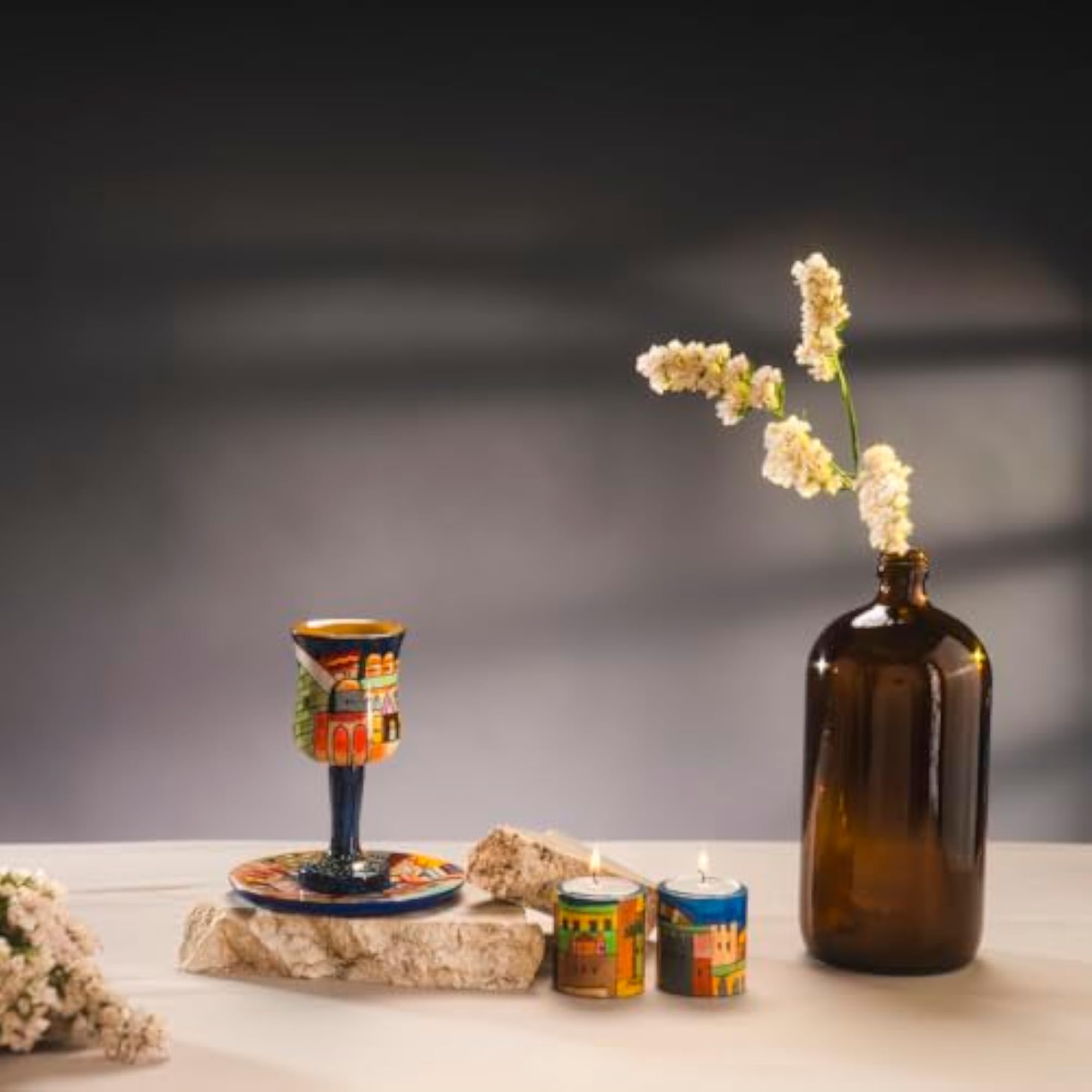 Kidush Cup and Plate Set, Elegant Design