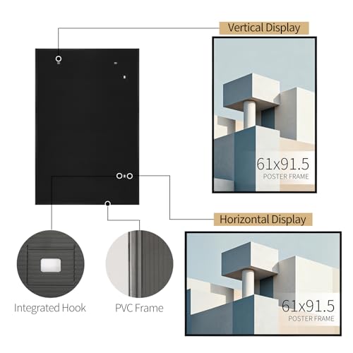 RLAVBL Bilderrahmen 61x91,5 cm - Set mit 6 Stück, Elegante Schwarze Posterrahmen, Perfekt für Wanddekoration in Büros und Wohnungen