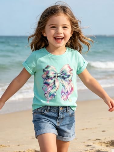 Image of Funnycokid Little Girls T Shirt for Toddler 3-7 Years Kids Tee Graphic Short Sleeve Clothes Tops