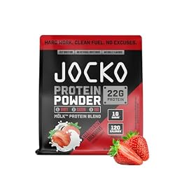 Jocko Fuel Whey Protein Powder, Strawberry Milkshake, 22g Protein, Digestive Enzymes + Probiotic Blend, No Sugar Added, with Essential Amino Acids + Electrolyte Minerals, 27 Servings