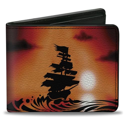 Buckle-Down Men's Wallet, Bifold, Pirate Ship, Vegan Leather, 4.0
