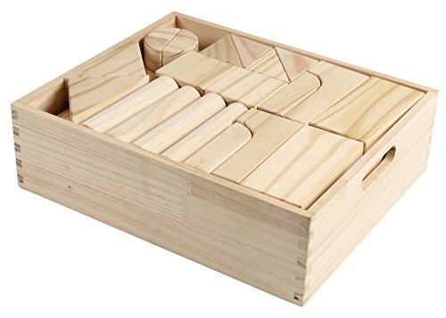 Standard Unit Building Blocks for Toddlers with Storage Tray (64 Pcs) Sanded Wood Blocks for Children, Original STEAM, and STEM Learning, Classic Wooden Toys for Kids Parties and Classrooms - Thumbnail 5
