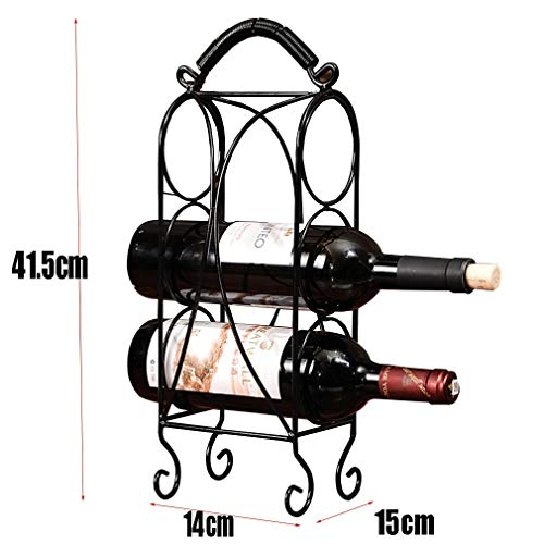 Soporte para vino metal 3 botellas negro 15x14x41.5cm miniatura 3