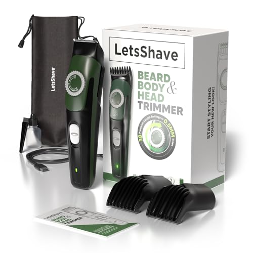 LetsShave Beard Body & Head Trimmer for Men with 2 Combs, 38th Le...