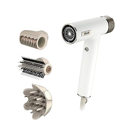 Shark HD332 SpeedStyle RapidGloss Finisher and High-Velocity Dryer with IQ Speed Styling and Drying Suite, Lightweight, Ionic, No Heat Damage, Best for Curly and Coily Hair, Silk