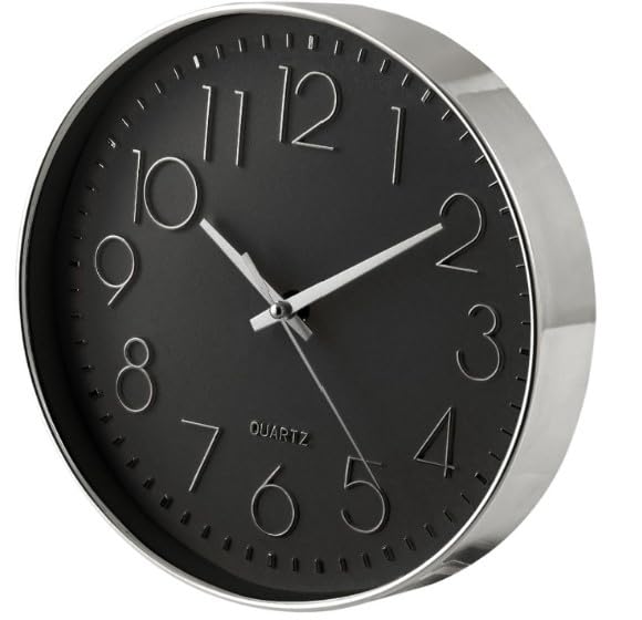 H&H Orologio da parete cromato silver - nero 40 cm