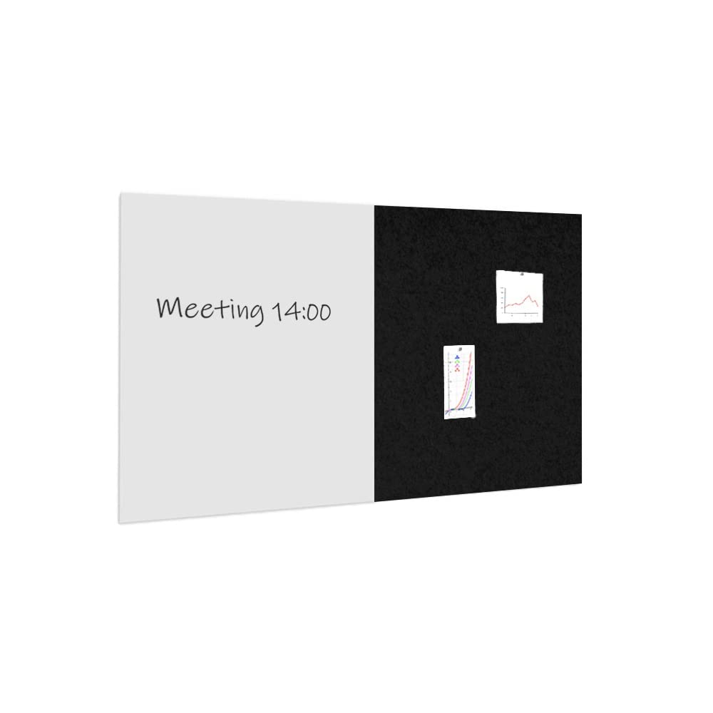 Vivol Pizarra blanca y tablón de anuncios, 100 x 200 cm, 1 pizarra blanca y 1 placa acústica, 5 colores