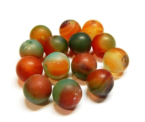 Perlin - Pack of 16 Malachite Beads 10 mm Round Gemstone Stone Beads Jewellery Beads Gemstone for DIY Chain Craft Set G92 x2