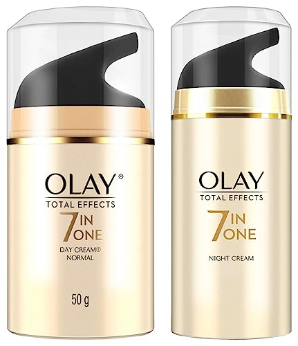 Image of Olay Night Cream Total Effects 7 in 1, Anti-Ageing Moisturiser, 50g & Olay Day Cream Total Effects 7 in 1, Anti-Ageing Moisturiser, 50g