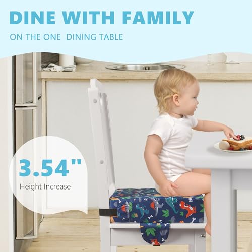 Image of Booster Seat for Kitchen Chair, Toddler Booster Seats for Dining Table with Adjustable Straps Portable for Travel Camping Eating, Booster Cushion for Table for Baby Child Infant Kid Boy Girl