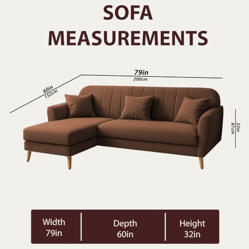 Image of Atticus LHS 4 Seater L Shape Sofa Set with Ottoman for Living Room (Brown Fabric) Premium Fabric Sofa Set