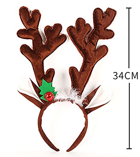 CO B Christmas Headband Headpiece Headband Christmas Reindeer Antlers for Women and Girls Brown, Multicolor - Image 2