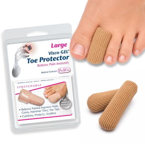 Pedifix Visco-GEL Toe Protector, Gel Cap for Corns &amp; Hammer Toe, Large 2PK