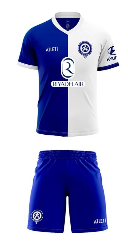 At de Madrid segunda equipación camiseta y pantalón réplica oficial 23-24 niño Azul y blanca (Talla 12)
