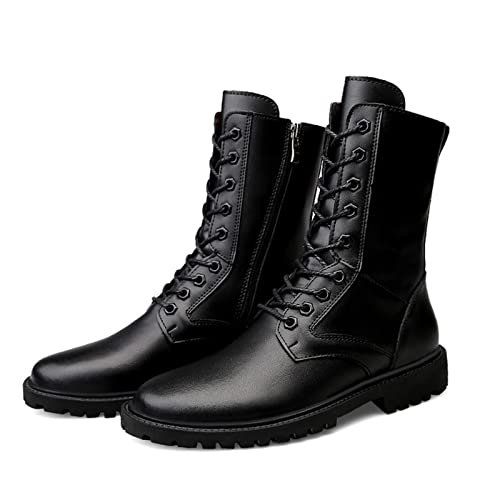 Xin Hai Yuan Herren Militär & Taktische Stiefel,Armee Stiefel Kampf Wasserdicht Für Schwarz Vollrindsleder Reißverschluss Winter Plus Samt Große Größe 50 52,52,Without Velvet Cover