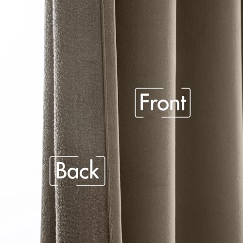 Image of MIULEE Taupe Velvet Curtains 52x90 inches Luxury Blackout Curtains | Thermal Insulated, Super Soft Window Drapes for Bedroom Living Room, Rod Pocket & Back Tab