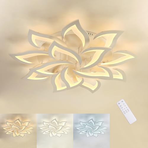 MOUNM Plafonnier LED Dimmable de 3000k-6000K, 84W 8400lm, Luminaire Plafonnier Aluminium, lustre chambre design avec Télécommande, Plafonnier Design de...