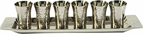 Emanuel Yair Set Of 6 Kiddush Cups With Tray cover