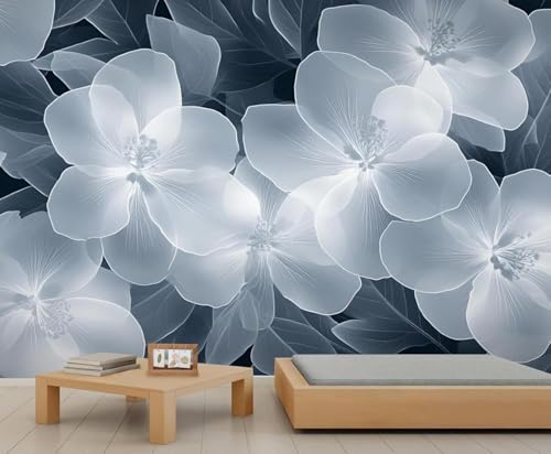 Tzxztt Creativo Tridimensional Flores Blancas Arte Papel Pintado 3D Seda Texturizada Primera Calidad Neutros Material Ideal Para SalóN Dormitorio-200cm×140cm
