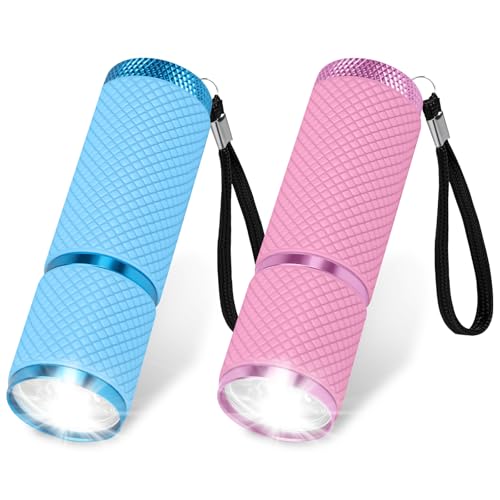 AXFEE 2 PCS Mini Lampe Torche, Lampe Torche LED Ultra Puissante, lampe torche pile, Jeu de lampe de Poche LED, 9mm petite LAmpe avec 9 lumières led, pour...