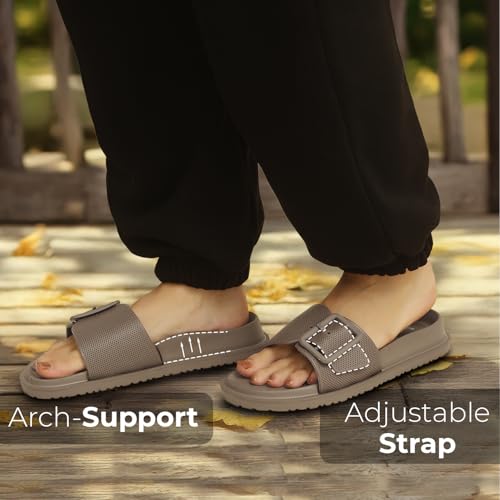 Image of YOHO Grape Sliders for Women & Girls | Stylish,Cushioned, Lightweight Slides & Waterproof Flip Flops | Adjustable Buckle | Comfortable Monsoon Footwear