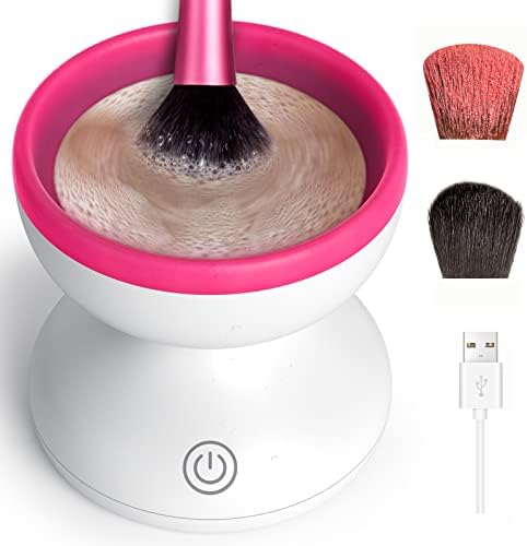 Alyfini Makeup Brush Cleaner Machine - Electric Makeup Brush Cleaner Tool for All Size Beauty Foundation Concealer Contour Eyeshadow Brush (Pink)