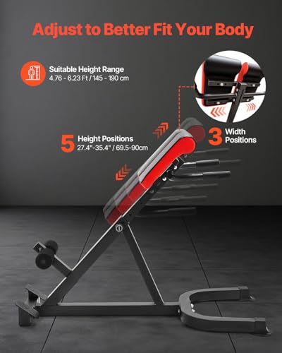 VEVOR römischer Stuhl Hyperextensionsbank 136 kg belastbare verstellbare Extensionsmaschine, Multifunktions-Trainingsgerät für Bauchmuskeltraining, Fitness-Hantelbank für das Heim-Fitnessstudio – Bild 5