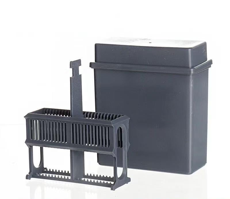 Glass Slide Staining Tray Set (Includes Stand), Suitable for Laboratory Use(Gray)
