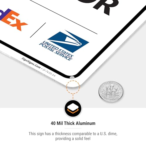 Image of Package Delivery Sign, Delivery Instructions Deliver All Package to Front Door Sign, 10x14 Inches, Rust Free .040 Aluminum, Fade Resistant, Made in USA