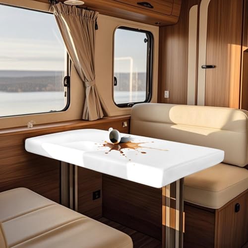 VFGFDJNDFX Mantel Ajustable Mesa Rectangular para Caravanas, Exterior Mantel Antimanchas Impermeable con Bordes Elástica, Manteles Hule Modernos (Blanco,Cuadrada)