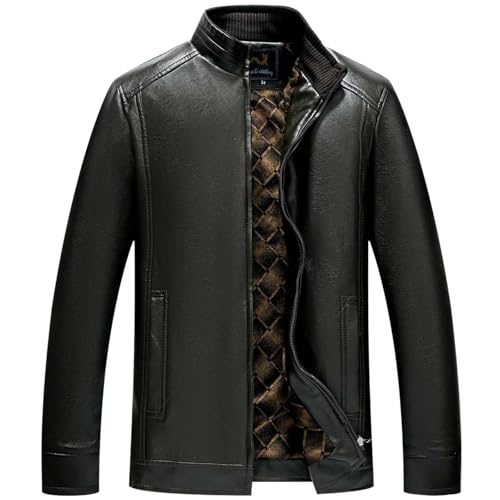 Veste en cuir pour hommes GUOYUXIAO parka d'hiver décontractée doublée velours